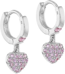 img 3 attached to 💎 Hypoallergenic 925 Sterling Silver Small Hoop Earrings with CZ Heart Dangles for Toddlers, Girls - Fashionable and Stylish Jewelry with Sparkling Cubic Zirconia