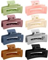 🎀 8 piece hair clips set, non-slip hair claws rectangle claw clips 3.5 inch acrylic banana claw clips hair styling accessories for women girls ladies with thin to thick hair, available in 8 colors. logo