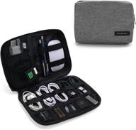 bagsmart small travel cable organizer bag for hard drives, cables, usb, sd card - electronic organizer in grey logo