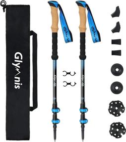 img 4 attached to 🏔️ Glymnis Trekking Poles - Collapsible Hiking Poles: Lightweight Aluminum 7075 Adjustable Walking Sticks with Quick Flip Lock, Cork and EVA Handle (2 Pack)