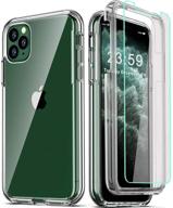 coolqo iphone 11 pro max case with [2 x tempered glass screen protectors] - clear full body coverage 360 design, hard pc + soft silicone tpu, shockproof protective phone cover logo