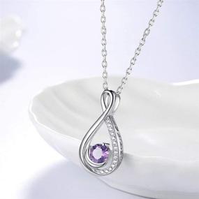 img 3 attached to 🎁 Dorella December February Birthstones Necklace: A Perfect Christmas Birthday Gift Idea for Mom/Wife - Blue Topaz, Amethyst, Simulated Diamond Necklace in Sterling Silver