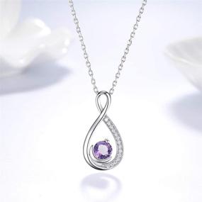 img 2 attached to 🎁 Dorella December February Birthstones Necklace: A Perfect Christmas Birthday Gift Idea for Mom/Wife - Blue Topaz, Amethyst, Simulated Diamond Necklace in Sterling Silver