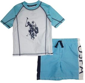 img 1 attached to Swimwear: U S Polo 🩲 Assn Swimsuit Rashguard for Boys' Clothing