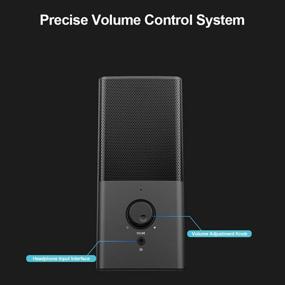 img 2 attached to Compact ROSON Computer Speaker: Enhanced Bass, Volume Control, Headphone 🔊 Jack - USB Powered, 3.5mm Aux Multimedia Speakers for Laptop/Desktop (Black)