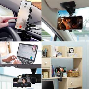 img 3 attached to 📱 MAOBLOG Car Phone Mount: Universal HUD Dashboard Rear View Mirror Sun Visor Car Holder for iPhone 12/11/11Pro Max/XR/X/8, Samsung Galaxy S10 S9 S8 S7 Edge S6 & More - 360° Rotation Cradle