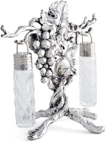 img 1 attached to 🍇 Arthur Court Metal Grape Pattern Stand: Glass Hanging Salt and Pepper Set with Artisan Quality, Hand-Polished S/P Shaker - 5.25 inch Tall