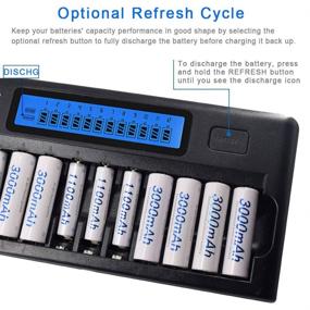 img 2 attached to 🔌 Efficient Charging Solution: PALO 12 Bay Battery Charger for AA AAA Ni-MH/Ni-CD Batteries with Refresh Function and AC Wall Adapter