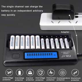 img 3 attached to 🔌 Efficient Charging Solution: PALO 12 Bay Battery Charger for AA AAA Ni-MH/Ni-CD Batteries with Refresh Function and AC Wall Adapter