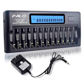 img 4 attached to 🔌 Efficient Charging Solution: PALO 12 Bay Battery Charger for AA AAA Ni-MH/Ni-CD Batteries with Refresh Function and AC Wall Adapter