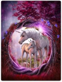 img 4 attached to 🌹 Rose Red Tree Unicorn Horse Fleece Blanket Throw for Sofa Bed - Magical Animal Design (50" x 80")