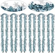 ❄️ shimmering light blue snowflake christmas tinsel: 6-piece set, 39.4 feet garland for tree, wreath, wedding & party decorations logo