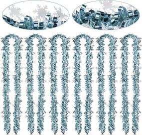 img 4 attached to ❄️ Shimmering Light Blue Snowflake Christmas Tinsel: 6-Piece Set, 39.4 Feet Garland for Tree, Wreath, Wedding & Party Decorations