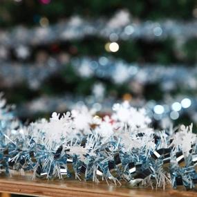 img 1 attached to ❄️ Shimmering Light Blue Snowflake Christmas Tinsel: 6-Piece Set, 39.4 Feet Garland for Tree, Wreath, Wedding & Party Decorations