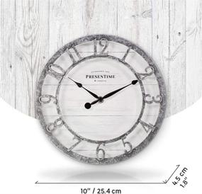 img 1 attached to 🕒 PresenTime &amp; Co 10-inch Farmhouse Wall Clock, Quartz Movement, Shiplap Design, Raised 3D Arabic Numeral, Galvanized Finish