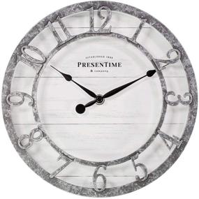 img 4 attached to 🕒 PresenTime &amp; Co 10-inch Farmhouse Wall Clock, Quartz Movement, Shiplap Design, Raised 3D Arabic Numeral, Galvanized Finish