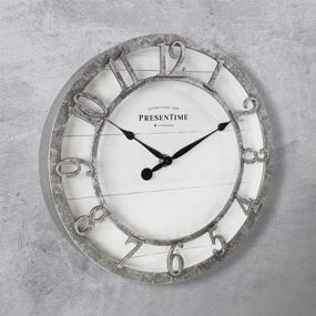 img 3 attached to 🕒 PresenTime &amp; Co 10-inch Farmhouse Wall Clock, Quartz Movement, Shiplap Design, Raised 3D Arabic Numeral, Galvanized Finish