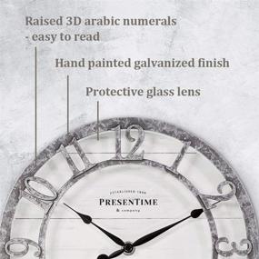 img 2 attached to 🕒 PresenTime &amp; Co 10-inch Farmhouse Wall Clock, Quartz Movement, Shiplap Design, Raised 3D Arabic Numeral, Galvanized Finish