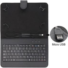 img 2 attached to 📱 AKNICI Universal Folding Folio Case with Micro USB Keyboard - 7 Inch Tablet Keyboard Cases for Yuntab, MatrixPad, Pritom, Fusion5, Dragon Touch, Haehne, Winnovo