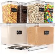 🍱 simply gourmet airtight food storage containers - set of 6 flour and sugar canisters: perfect for pantry storage & organization - includes marker & labels логотип