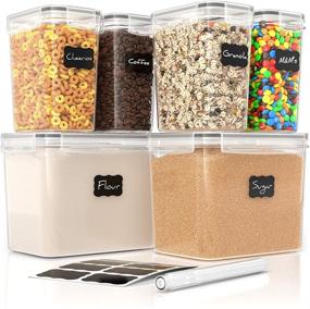 img 4 attached to 🍱 Simply Gourmet Airtight Food Storage Containers - Set of 6 Flour and Sugar Canisters: Perfect for Pantry Storage & Organization - Includes Marker & Labels