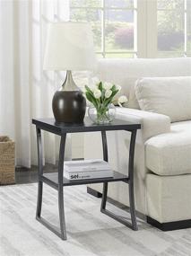 img 4 attached to 🖤 Black Woodgrain and Gray Frame Convenience Concepts X-Calibur End Table