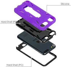 img 3 attached to Hybrid Case With Kickstand For IPod Touch 7 /IPod Touch 6 / IPod Touch 5 (Purple)