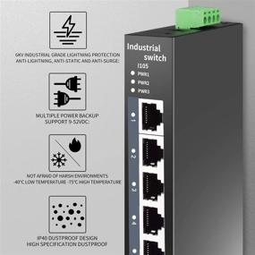 img 3 attached to 🔒 Reliable 5-Port Hardened Industrial DIN-Rail Switch Network Switch: With -40 to 70 ºC Temperature Range, 5 x 100Mbps Ports, 1Gbps Switching Capacity, DIN-Rail Included and Lifetime Protection