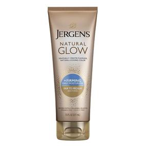 img 4 attached to 🌞 Jergens Natural Glow +FIRMING средство для загара без солнца для светлого и среднего типа кожи, укрепляющее средство против целлюлита, лосьон для тела с объемом 7,5 унций.