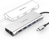 lention cb-c69 silver: usb c hub with 4k hdmi, sd 3.0 card reader, gigabit ethernet and more - compatible with macbook pro, new mac air/surface, stable driver adapter logo