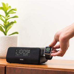 img 1 attached to 📻 iHome IWBT5 Bluetooth Alarm Clock FM Stereo Radio with Apple Watch Charging, Dual USB Charging Ports, Speakerphone, and Dual Alarm Function: Enhancing Bedside Desk Clock Experience