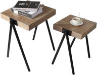 ✨ anmytek natural oak nesting coffee tables set of 2 - mid century square wooden end table - rustic accent side table for living room bedroom - t0009 logo