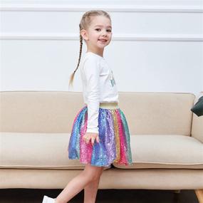img 3 attached to Изысканные юбки и скорты для девочек с блестящими пайетками радуги и единорога: волшебная танцевальная одежда