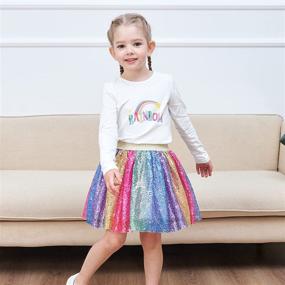 img 2 attached to 🌈 Exquisite Rainbow Unicorn Sequin Sparkling Girls' Skirts & Skorts: Enchanting Dancewear