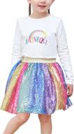 🌈 exquisite rainbow unicorn sequin sparkling girls' skirts & skorts: enchanting dancewear logo