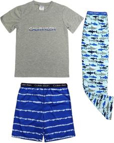 img 1 attached to 🩳 Calvin Klein Boys Sleepwear Set with T-Shirt, Pajama Shorts, and Pajama Pants