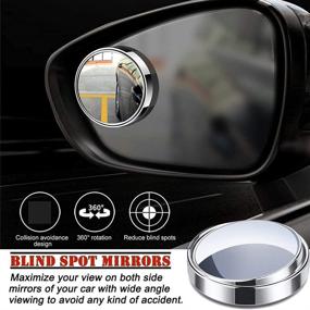 img 1 attached to 🚗 Wide Angle Rear View Mirror with Anti Glare, Flat Easy Clip On Design for Cars, SUVs, and Trucks, Universal Blue Tint Interior Blind Spot Mirror Set - 12" (300mm)