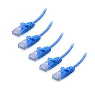 🔵 high-performance 5-pack of snagless short cat6 ultra thin ethernet cables in blue - 7 ft by cable matters logo