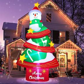 img 1 attached to 🎄 TURNMEON 12 Feet Christmas Inflatables Christmas Tree & Snowman Combo: Festive Outdoor Blow Up Decor with LED Lights for Yard, Lawn, and Garden