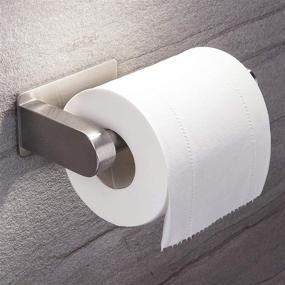 img 2 attached to 🧻 YIGII Self Adhesive Toilet Paper Holder: Easy-Stick Bathroom Stand, No Drilling Required, Stainless Steel Brushed Finish