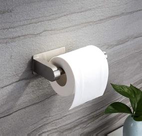 img 1 attached to 🧻 YIGII Self Adhesive Toilet Paper Holder: Easy-Stick Bathroom Stand, No Drilling Required, Stainless Steel Brushed Finish