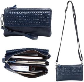 img 3 attached to Stylish Women's Leather Wristlet Crossbody: Smartphone Wallet Handbags & Clutches