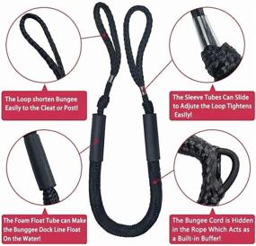 img 3 attached to 💎 Bling Bling Bungee Dock Line Mooring Rope 3.5 ft Black 2 Pack - Secure Your Boat with Style!