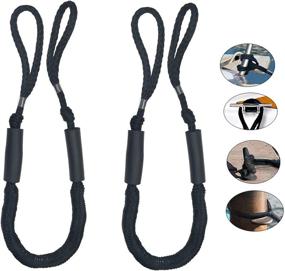 img 2 attached to 💎 Bling Bling Bungee Dock Line Mooring Rope 3.5 ft Black 2 Pack - Secure Your Boat with Style!