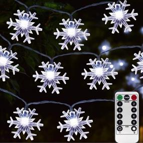 img 4 attached to 🏡 Homeleo 50 LED Cold White Snowflake Fairy Lights - Battery Powered LED String Lights with Remote Control for Christmas Outdoor, Party, Wedding, New Year Garden Décor