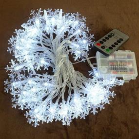 img 3 attached to 🏡 Homeleo 50 LED Cold White Snowflake Fairy Lights - Battery Powered LED String Lights with Remote Control for Christmas Outdoor, Party, Wedding, New Year Garden Décor