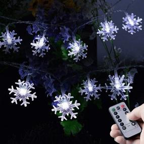 img 1 attached to 🏡 Homeleo 50 LED Cold White Snowflake Fairy Lights - Battery Powered LED String Lights with Remote Control for Christmas Outdoor, Party, Wedding, New Year Garden Décor