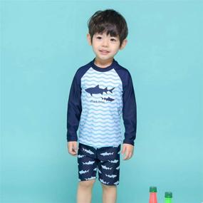 img 2 attached to 🌞 Sun Protective Swimwear: Boys' Height Sleeve Swimsuit for Ultimate Water Fun