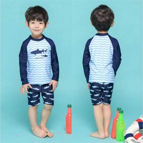 img 1 attached to 🌞 Sun Protective Swimwear: Boys' Height Sleeve Swimsuit for Ultimate Water Fun