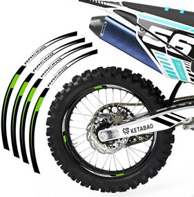 img 4 attached to KETABAO MX Bike Rim Tape R02 Decals Stickers Protector 21 18 Inch Compatible With CRF250 F L CRF250RX CRF250X (Green)